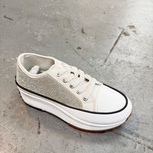 SILVER RHINESTONE LOW TOP SNEAKERS